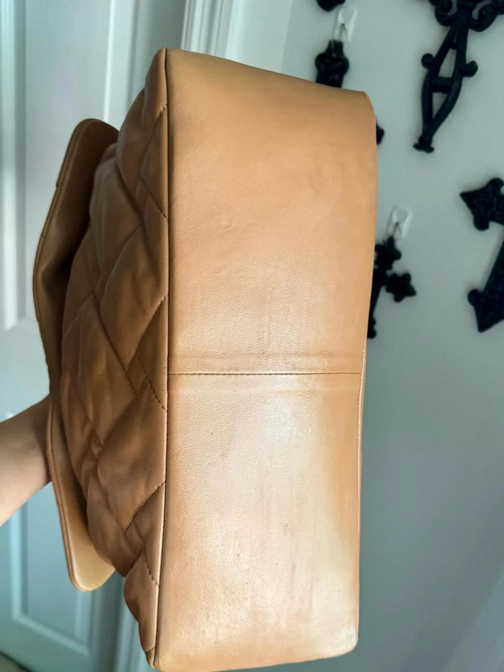 Kurt Geiger Tan Quilted Kensington XXL Leather Gold Hardware